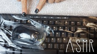 ASMR new keyboard, mouse & earphones unboxing (🎧 soft spoken, tapping, crinkles & scratching) screenshot 1