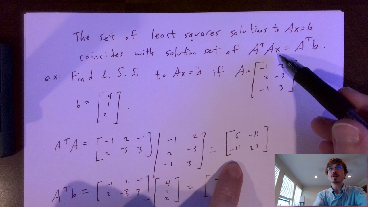 Linear Algebra - Spring 2020 - Least Squares Problem - YouTube