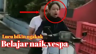 cewek belajar naik vespa lucu banget bikin ketawa | #shorts #vespaindonesia