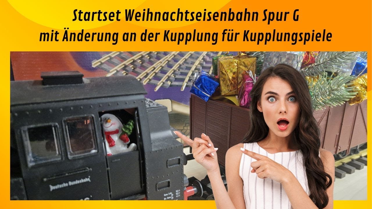 Weihnachten mit einer Garten Eisenbahn in Spur G. Die Kupplungen habe ich modifiziert.