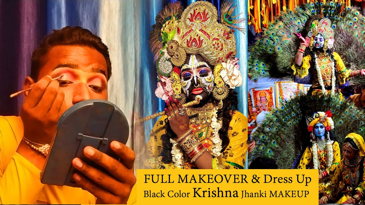 Full Makeover & Dress Up || Black Krishna Jhanki Makeup || Tinku ...