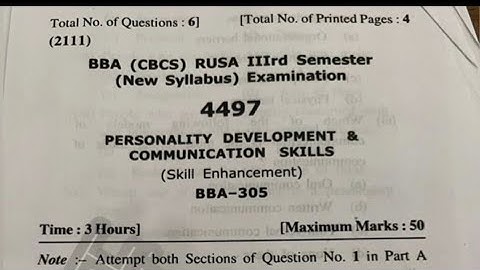 Personality Development & Communication Skills (BBA 305) Previous Year Question Paper// #spumandi