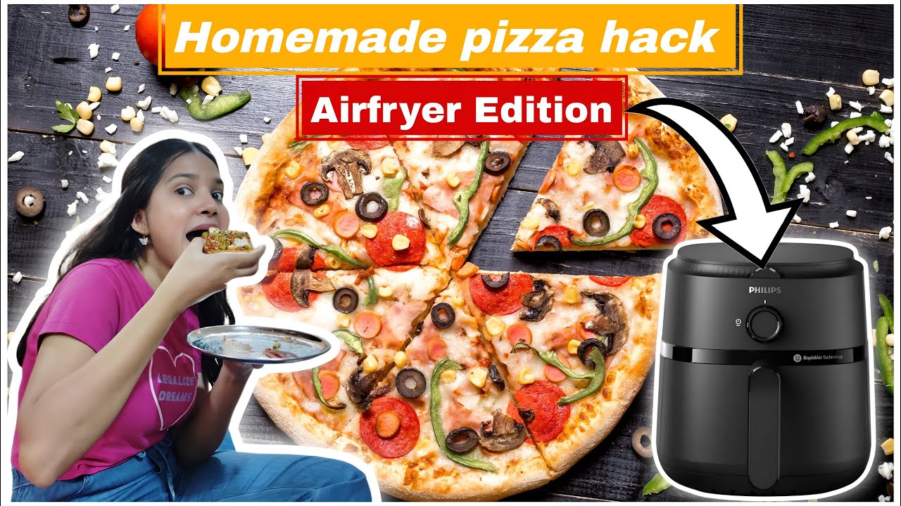 Bread Pizza hamne bana hi liya 🍕😍 Homemade bread pizza in Airfryer #pizza #trending #airfryer 