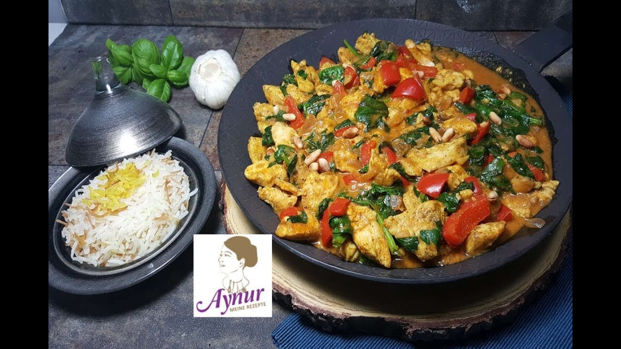 Hähnchen-Kokos Curry mit Spinat und Kreuzkümmel I Chicken Curry mit ...