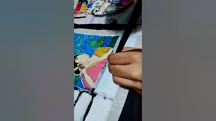 Aesthetic Handprinted tote bag|painting a potrait on tote bag✨ ~ #shorts #diy #diycrafts