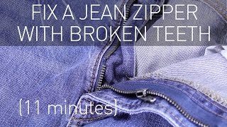 Починить джинсовую молнию со сломанными зубцами