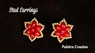 Star Stud Earrings || Beaded Earrings Tutorial || How to make beaded Jewelry