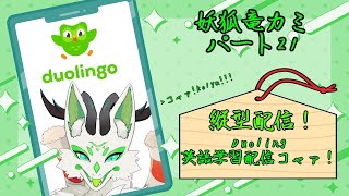 【Duolingo】1から始める英語学習配信コャァ！#21【妖狐竜カミ】