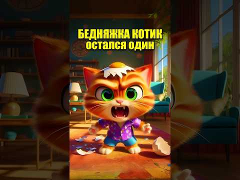 БЕДНЯЖКА КОТИК остался один в нейросети #ии #dalle3 #chatgpt #aiart #aicat #cats #кот #юмор #мультик