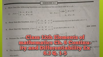 Class 12th Elements of mathematics Ch. 6 Continuity and Differentiability Ex 6.3 Q. 1-5
