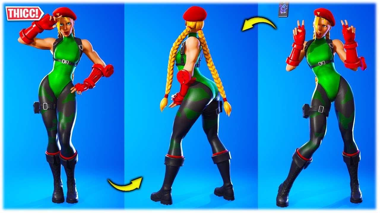 Cammy Skin Showcase with Emotes & Dances - Fortnite X Street Fighter Skins  