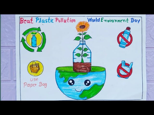 environment day drawing.. stop plastic scenery drawing. water colour  scenery drawing. plastic pollution drawing. | Plastic pollution scenery  drawing | By Easy Drawing SAFacebook