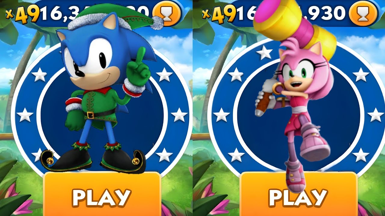 Sonic Dash - Elf Classic Sonic VS Paladin Amy _ Movie Sonic vs All ...