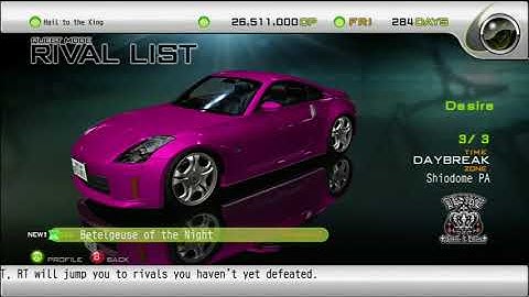 IMPORT TUNER CHALLENGE   XBOX 360   Video   029 of 055   RIVAL LIST   DESIRE