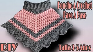 Poncho cuello tortuga a crochet talla años *Paso Paso* - YouTube