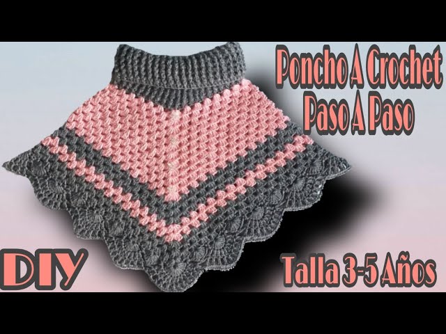 Poncho cuello tortuga a crochet talla años *Paso Paso* - YouTube