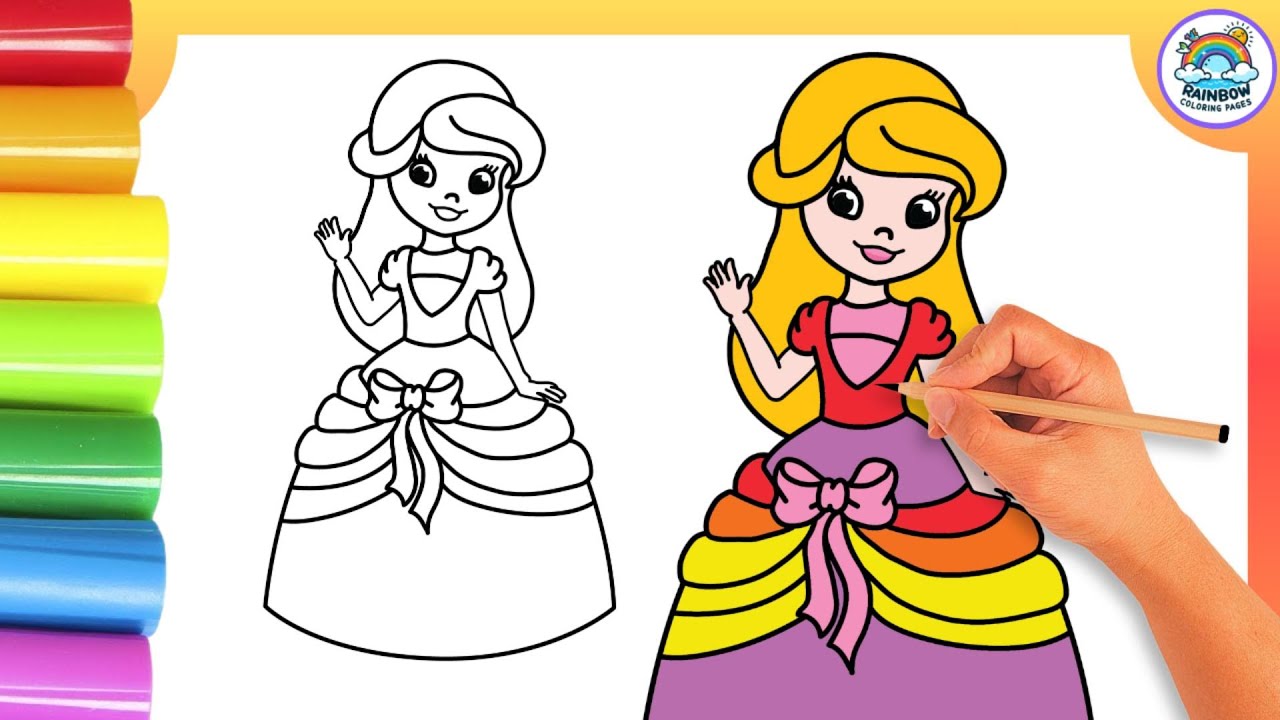 Cute Princess👸🏻✨ Drawing, Painting and Coloring for Kids & Toddlers Draw, Paint, Color