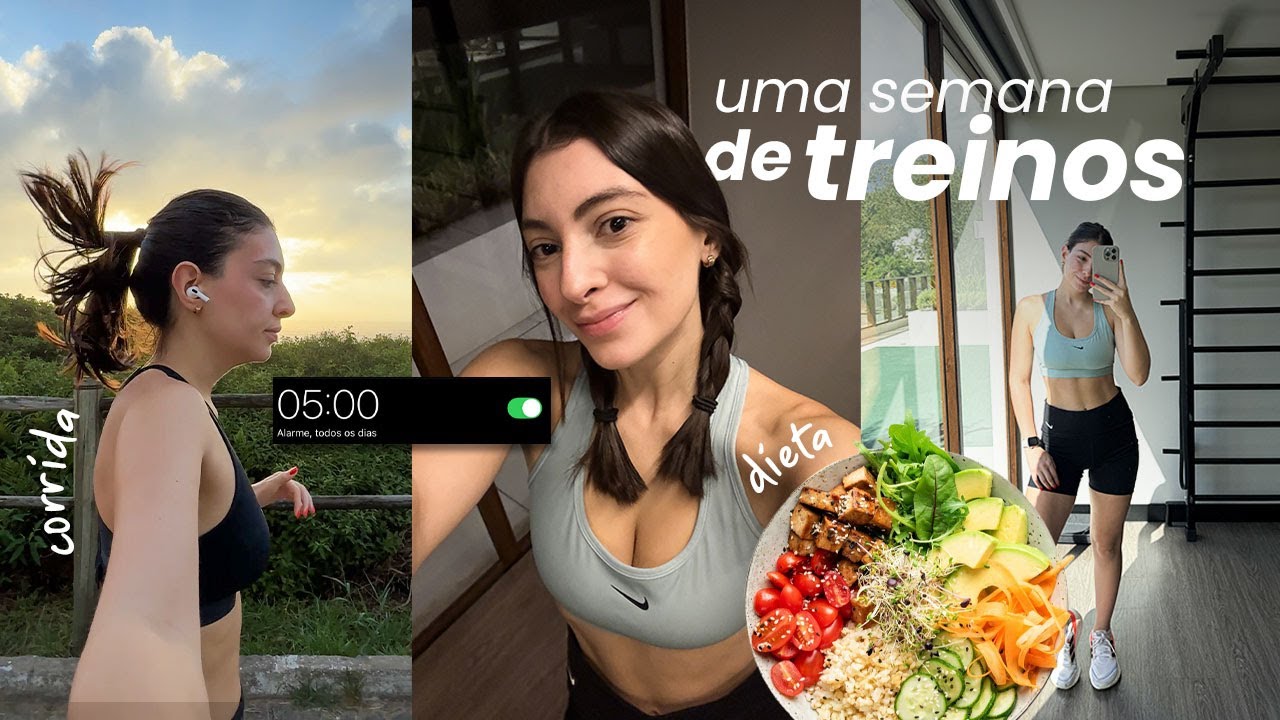 Uma semana de treinos e alimentação saudável | Minha rotina para emagrecer com equilíbrio às 5am