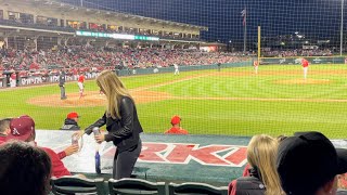 Robert Moore hits a first-pitch double against Georgia