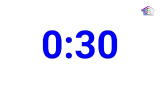 30-SECOND COUNTDOWN TIMER WITH ALARM| MINIMAL | BLUE 🤍🎼⏰
