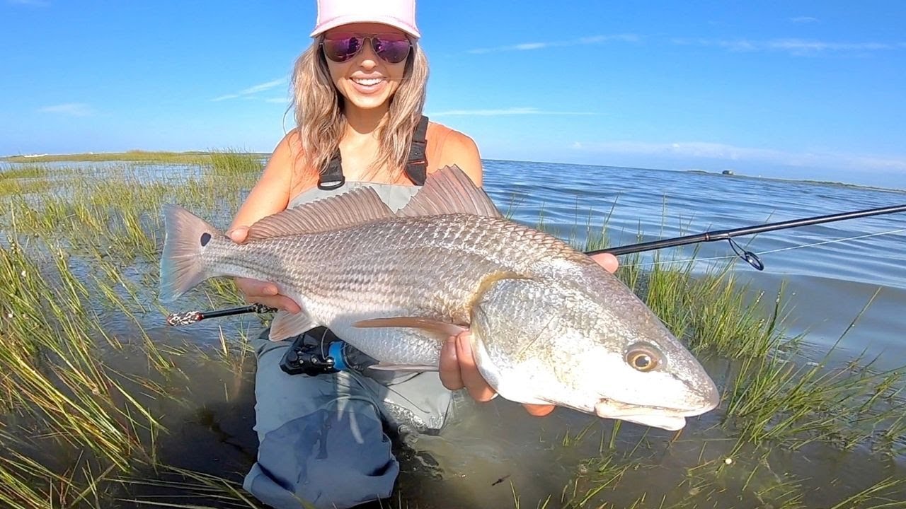 Wade Fishing for Redfish in Skinny Creeks with Popping Corks YouTube