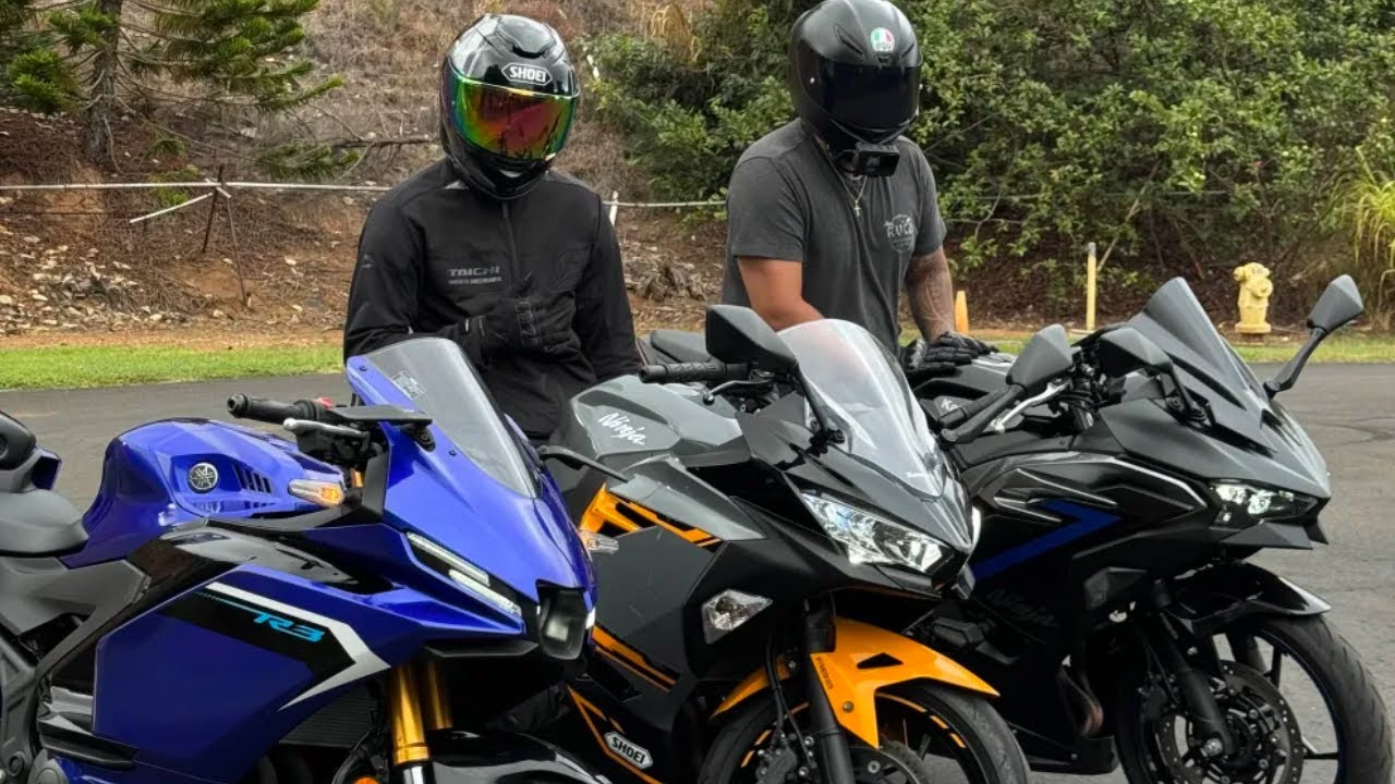 raw bike ride w/ the boys (Ninja 500, Ninja 400, Yamaha R3)