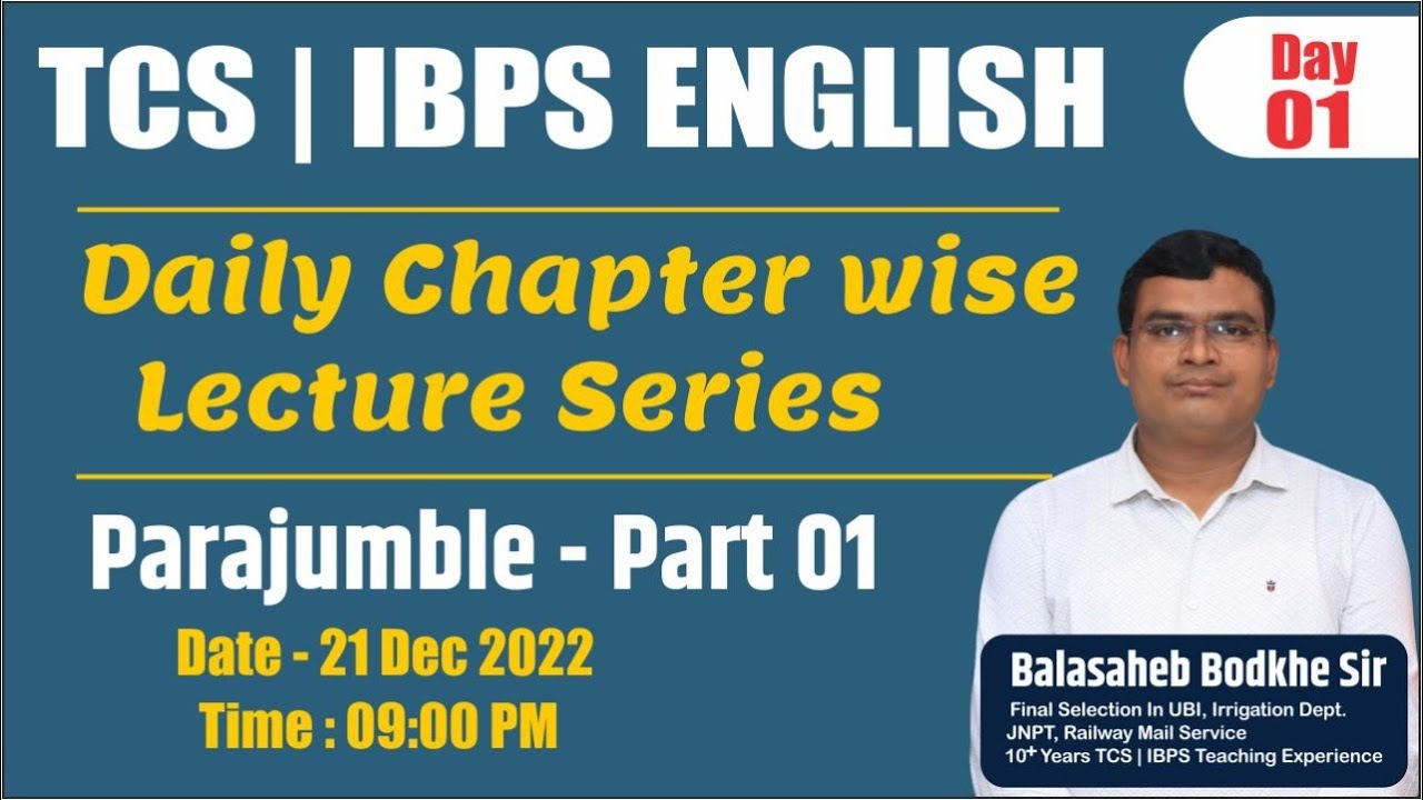 TCS | IBPS ENGLISH - Daily Chapter Wise Lecture Series | | Day - 1 | BY Balasaheb Bodkhe Sir