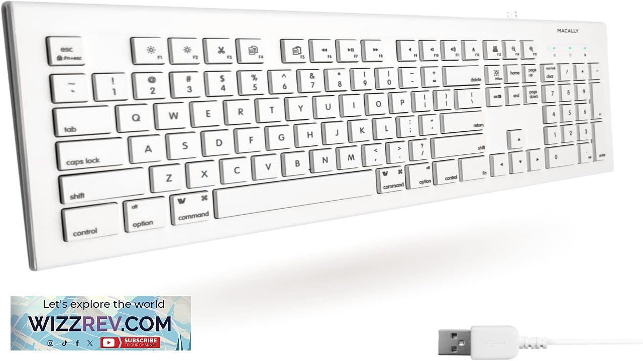 Macally Full Size USB Wired Keyboard for Mac and PC Plug