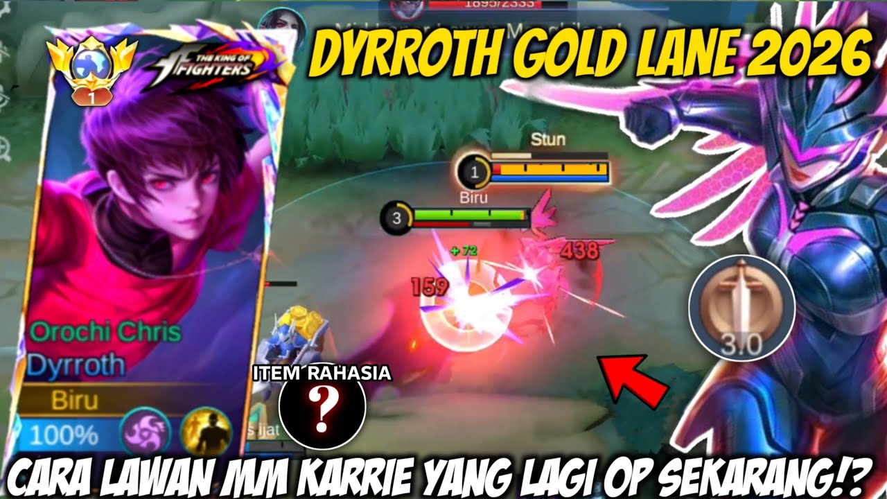 Bikin MM Musuh Cokelat! Tutorial Dyrroth Gold Lane + Build Rahasia 2026 | MLBB