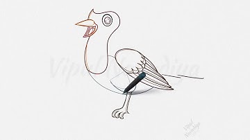 Robin bird sitting on a tree branch || Drawing