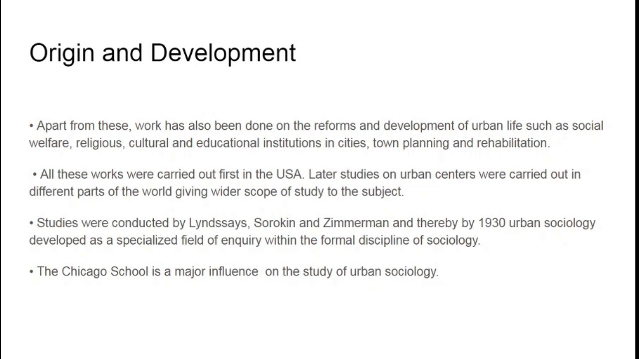 Urban Sociology YouTube
