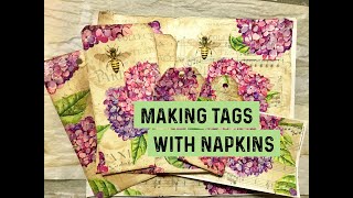 Napkin Art - Making Tags with Napkins Using Mod Podge for a Junk Journal