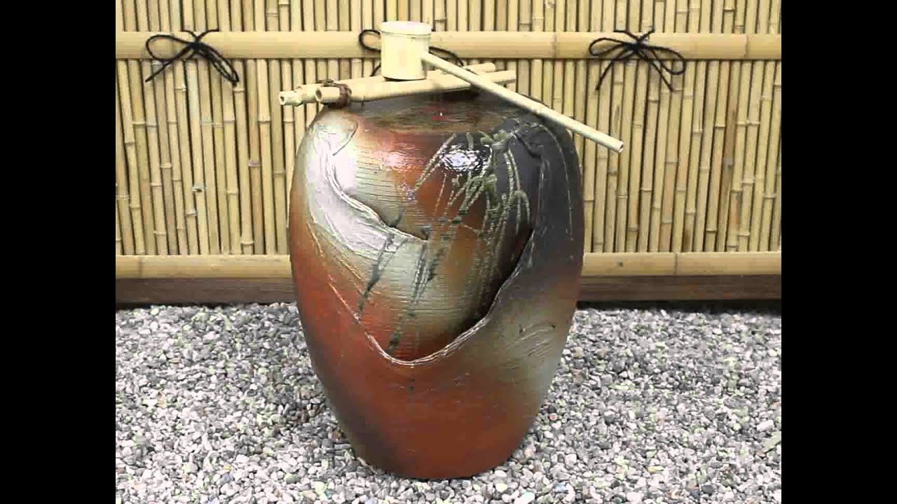 信楽焼 電動つくばい 信楽焼き電動つくばい 湧き水ツクバイ水流れ火色