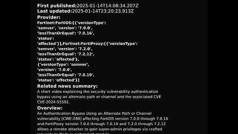 Fortinet products: authentication bypass using an alternate path or cha...(CVE-2024-55591) #shorts
