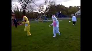 Easter Olympics Egg and Spoon Mascot Race with Mo Rabbit, Jessica Eggis and Chickain Bolt