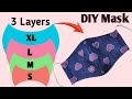 DIY Face Mask Very Easy Pattern Sewing Tutorial | How to Sew a 3 Layer Face Mask at Home (All Sizes)