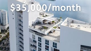 Touring a Miami Penthouse with HUGE TERRACE & PLUNGE POOL for $35,000 per month!