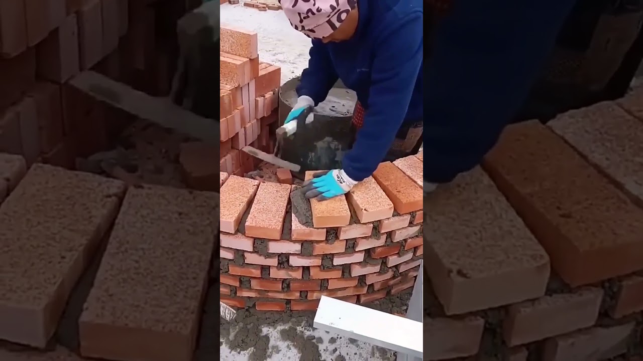 Construction process of the brick fireplace