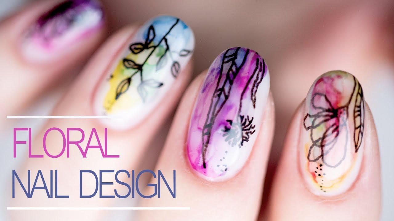 Nail Art With Marker Pen - Easy Floral Marble Design for Beginners ...