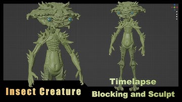 Timelapse blocking and sculpt an Insect Creature in Blender with Blocksurfaces addon #blender