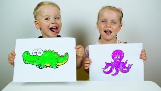 Learn colors with Finger Paints and Coloring. Educational video for kids children toddlers