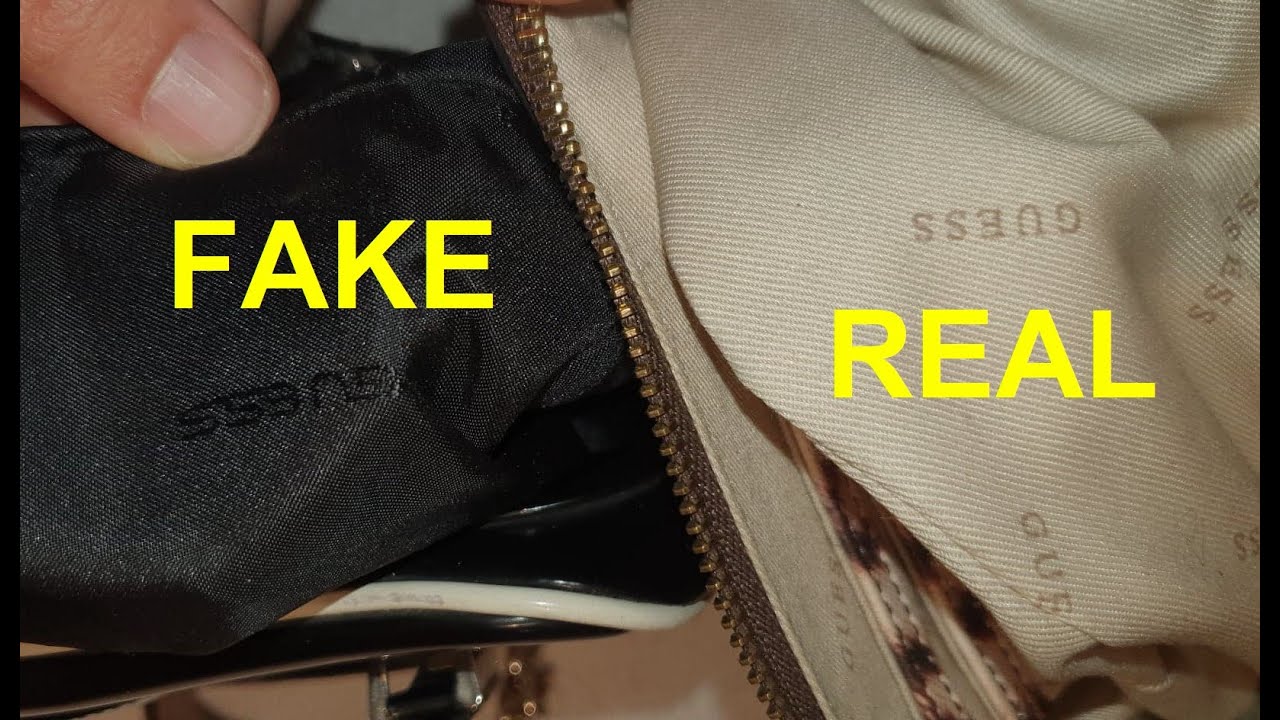 Real vs Fake Guess purse comparison. How to spot counterfeit Guess 