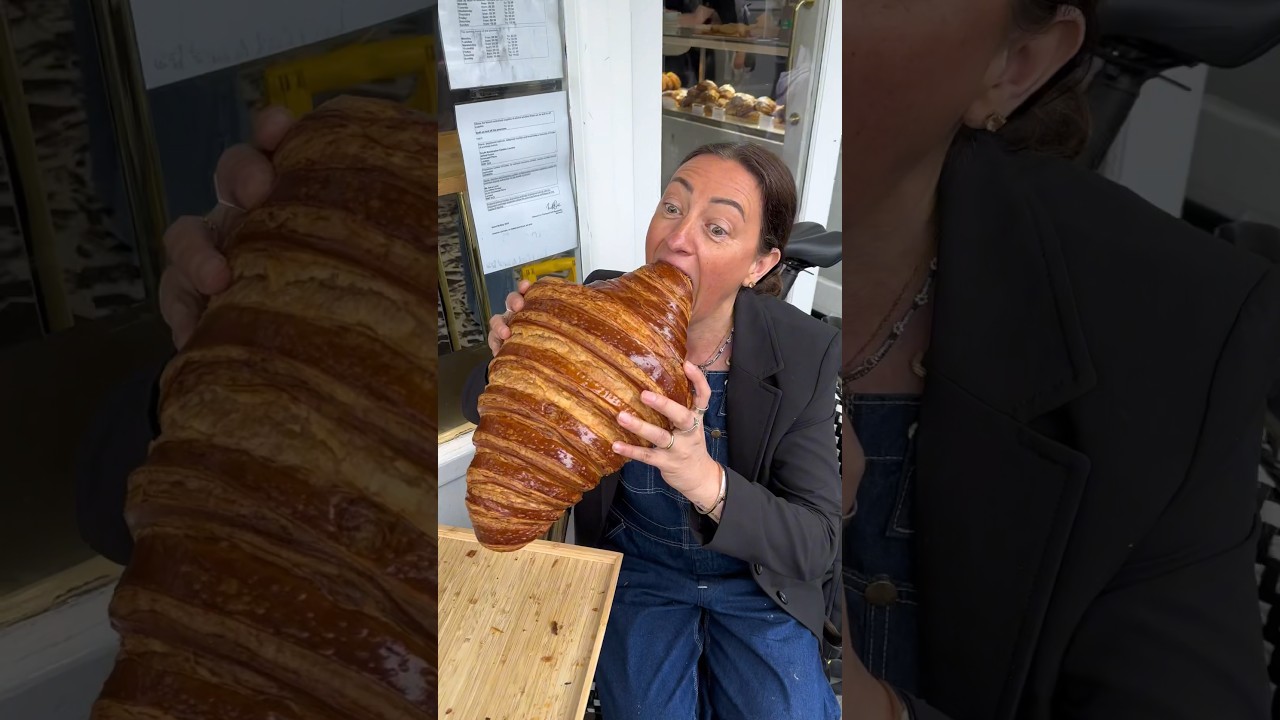 ASKING A LOCAL FRENCH LADY TO REVIEW THE VIRAL XXL CROISSANT 🥐 #food #shorts #foodie #pastry