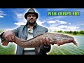 Giant fish catching  masala fish fry  crispy  fish fry  village cooking  fish recipe  lake