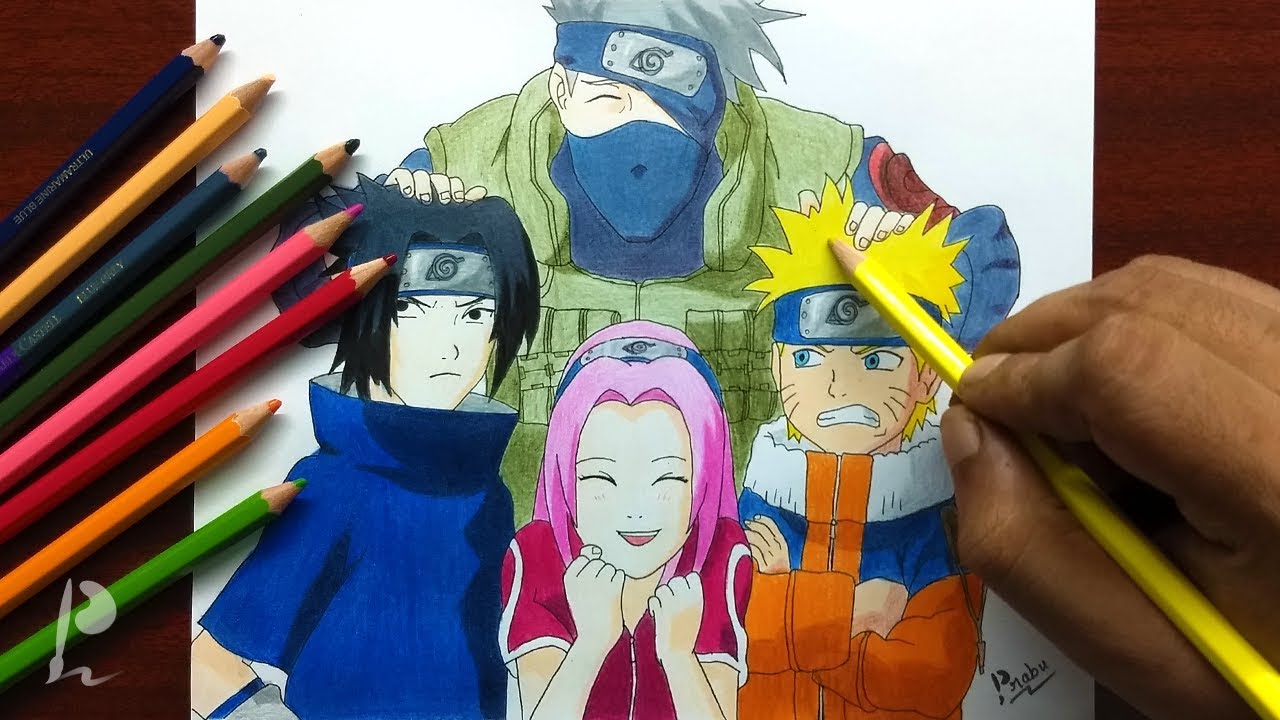 Desenhando um pouco naruto sasuke sakura e kakashi espero que gostem  #art#fanart#naruto