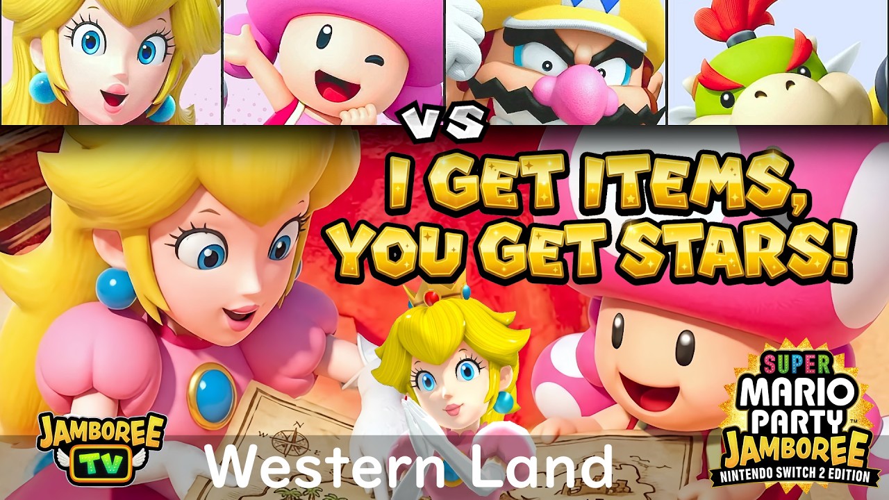 Super Mario Party Jamboree TV Peach & Toadette vs Wario & Bowser Jr. in ...