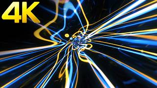 4k Blue & Yellow Trippy Waves Light Tunnel | Abstract Metallic Relaxing Screensaver Background Video