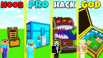 Minecraft Battle: CHEST HOUSE BUILD CHALLENGE - NOOB vs PRO vs HACKER vs GOD / Animation