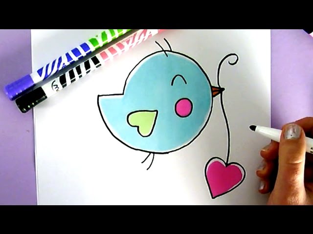 pic Cute Kawaii Love Heart Easy Drawings how to draw a cute bird with a love