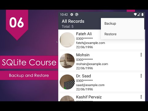 SQLite Android Course | Part 06 | Backup and Restore